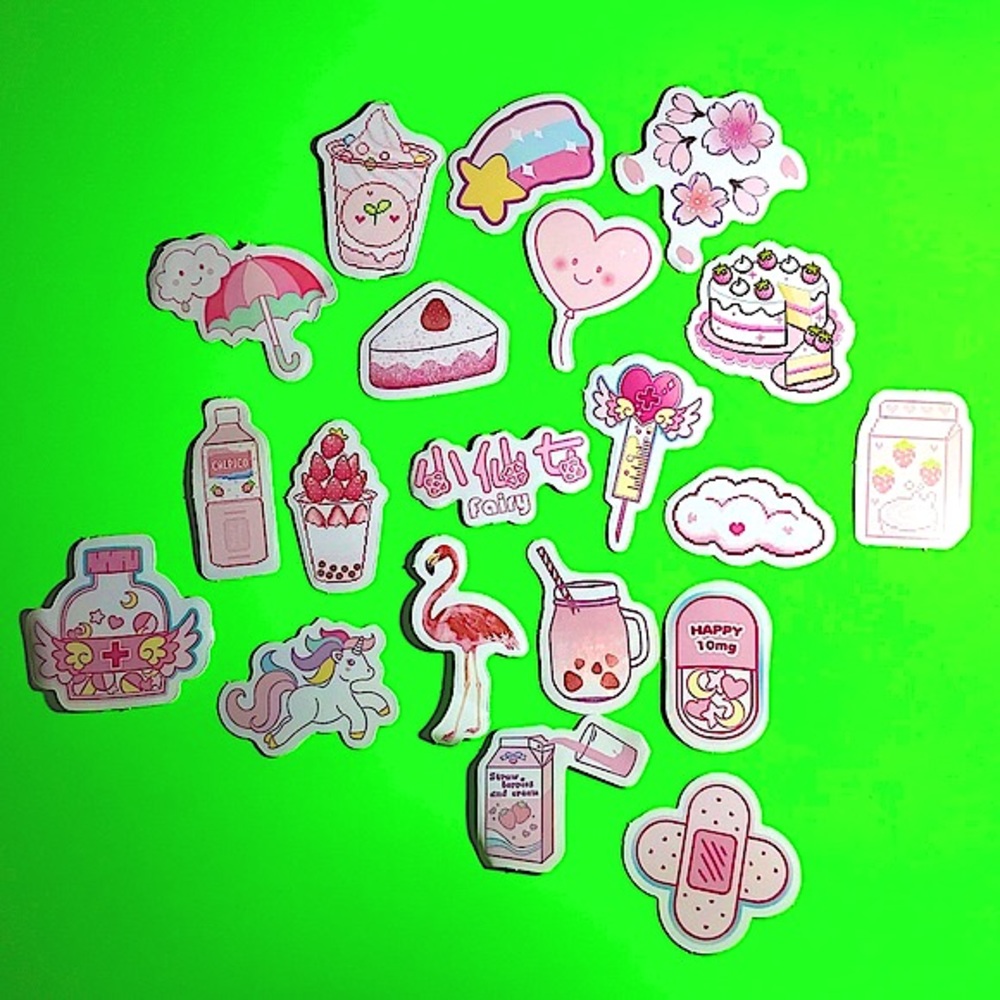 Pink Cutesy Kawaii Paper Journaling Scrapbooking Planner Stickers